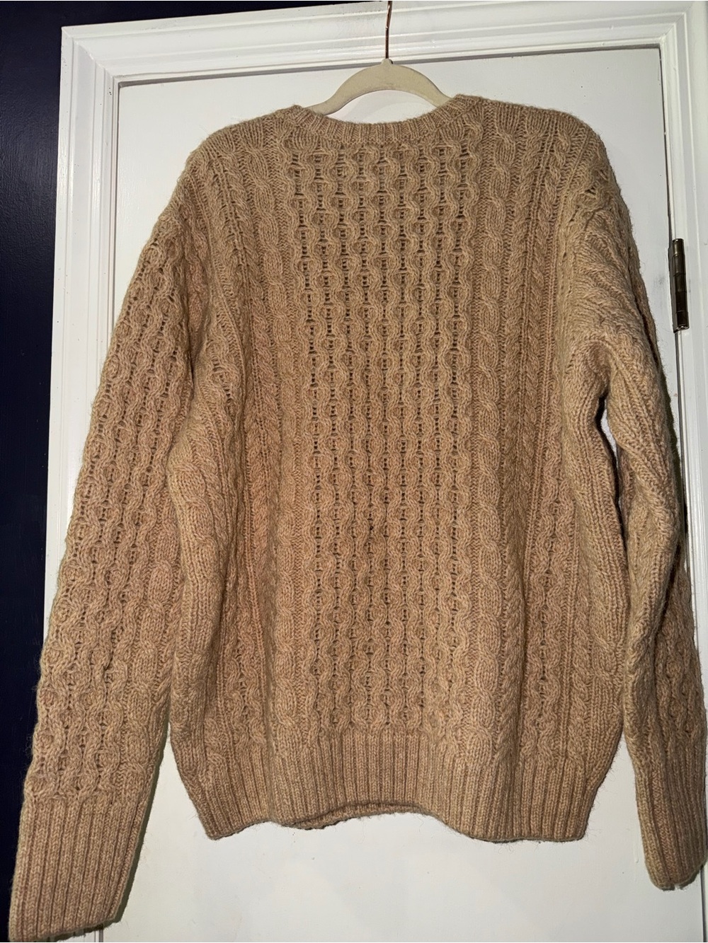 Oversized Brandy Melville Tan Cable-Knit Crewneck Sweater - Picture 4 of 4
